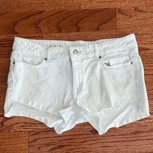 DL1961 distressed white denim shorts